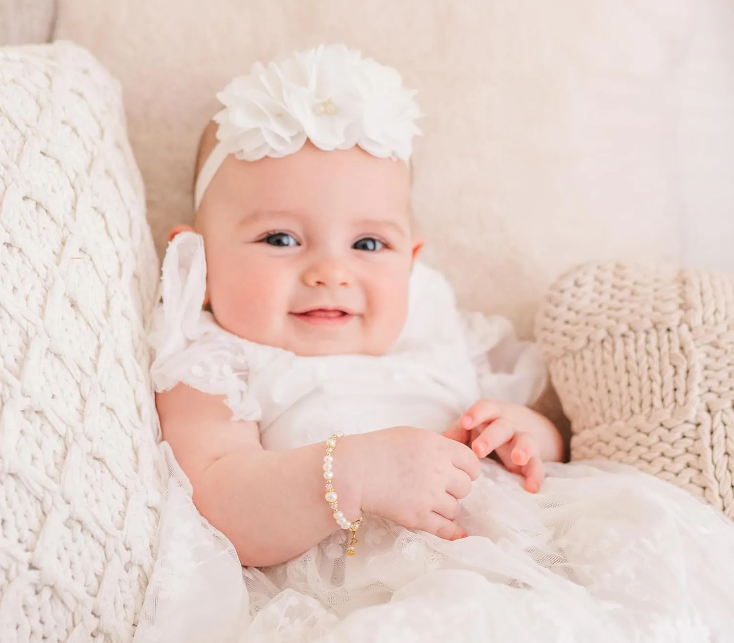 Cherished Moments 14K Gold-Plated Baptism to Bride Cross Bracelet Gift for Infant Girls with Cultured Pearls or Baby Christening Gift