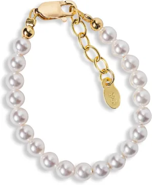 Cherished Moments 14K Gold-Plated Bracelet for Babies, Toddlers, Kids, and Little Girls with High-End Simulated Pearls Gift for Baby Shower, Flower Girl, or Granddaughter