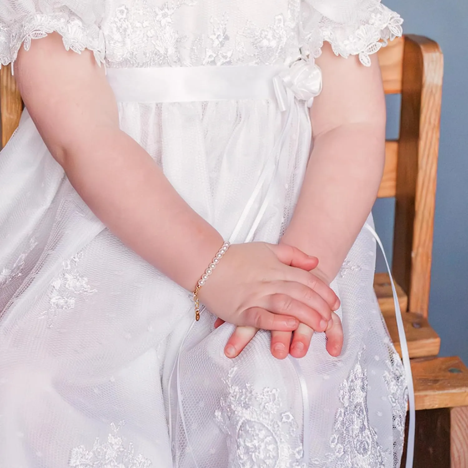 Cherished Moments 14K Gold-Plated Bracelet for Babies, Toddlers, Kids, and Little Girls with High-End Simulated Pearls Gift for Baby Shower, Flower Girl, or Granddaughter