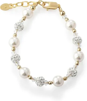 Cherished Moments Children's 14K Gold-plated or Sterling Silver Bracelet with Stardust Beads and Austrian Crystals for Babies, Infants, Toddlers, and Girls Jewelry Gifts