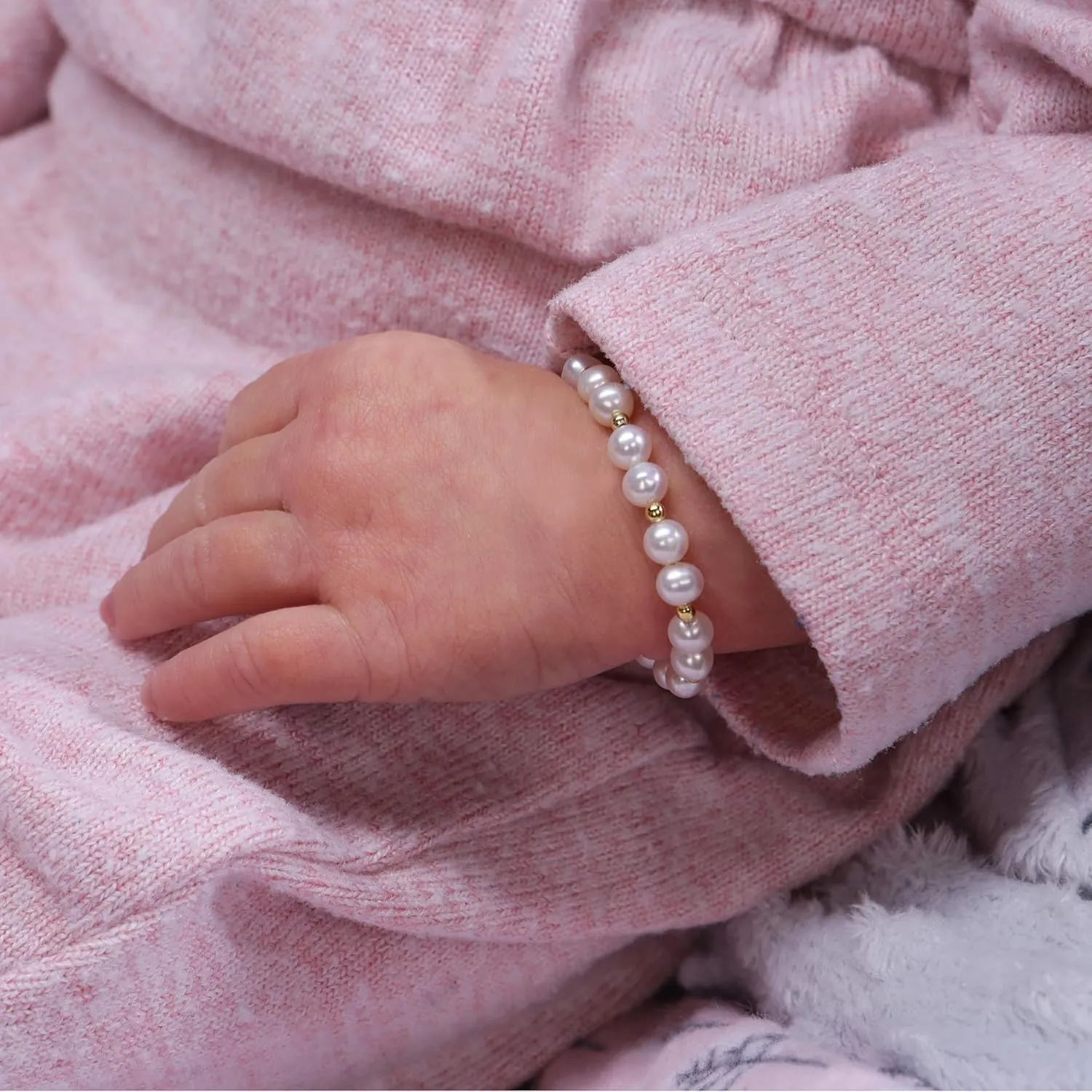Cherished Moments Children's 14K Gold-plated over Sterling Silver Bracelet with White High-End Simulated Pearls for Babies, Infants, Toddlers, and Girls