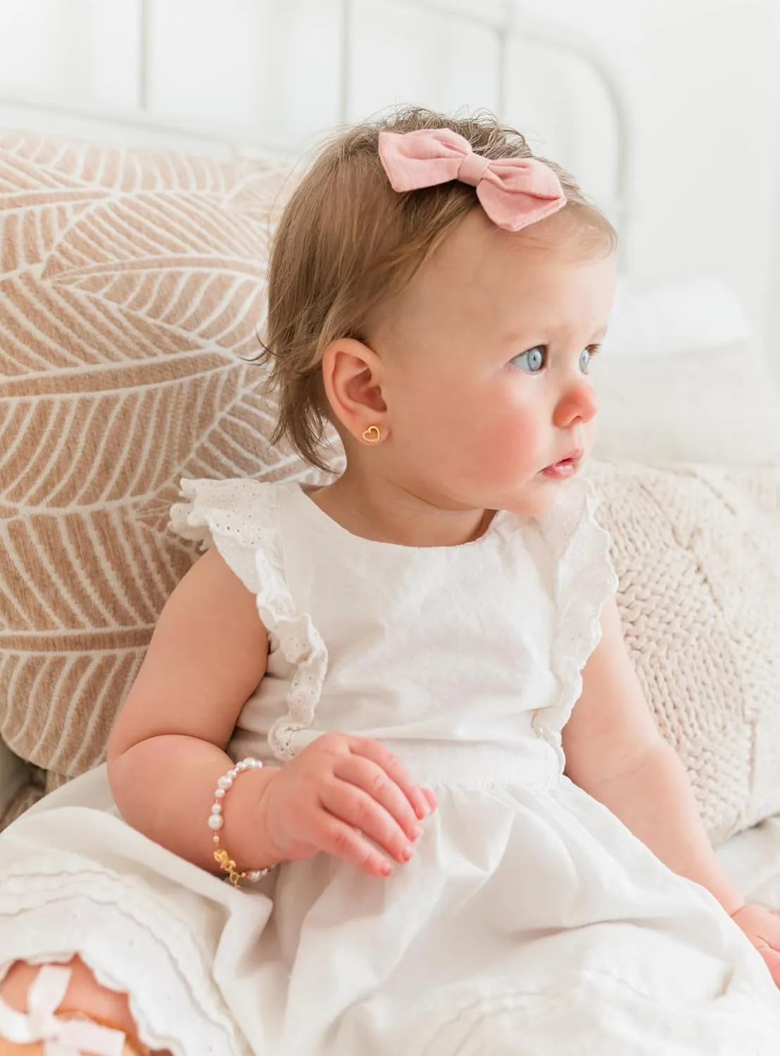 Cherished Moments Children's First Communion 14K Gold-Plated Pink Cross Bracelet with High-End Simulated Pearls For Girls Communion Gift
