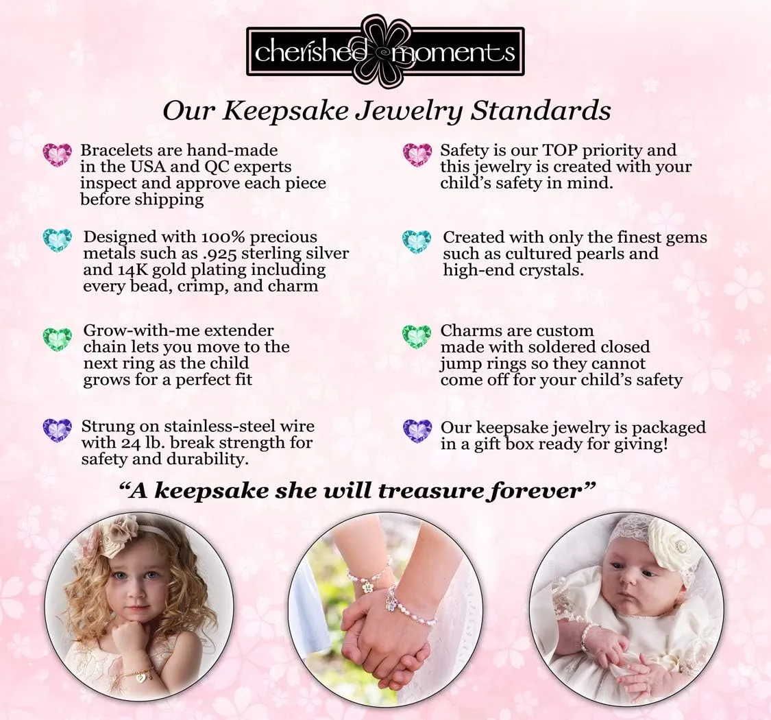 Cherished Moments Sterling Silver Child's CTR Bracelet or Necklace for Girls with Simulated Pearls and Crystals (5-12 years)