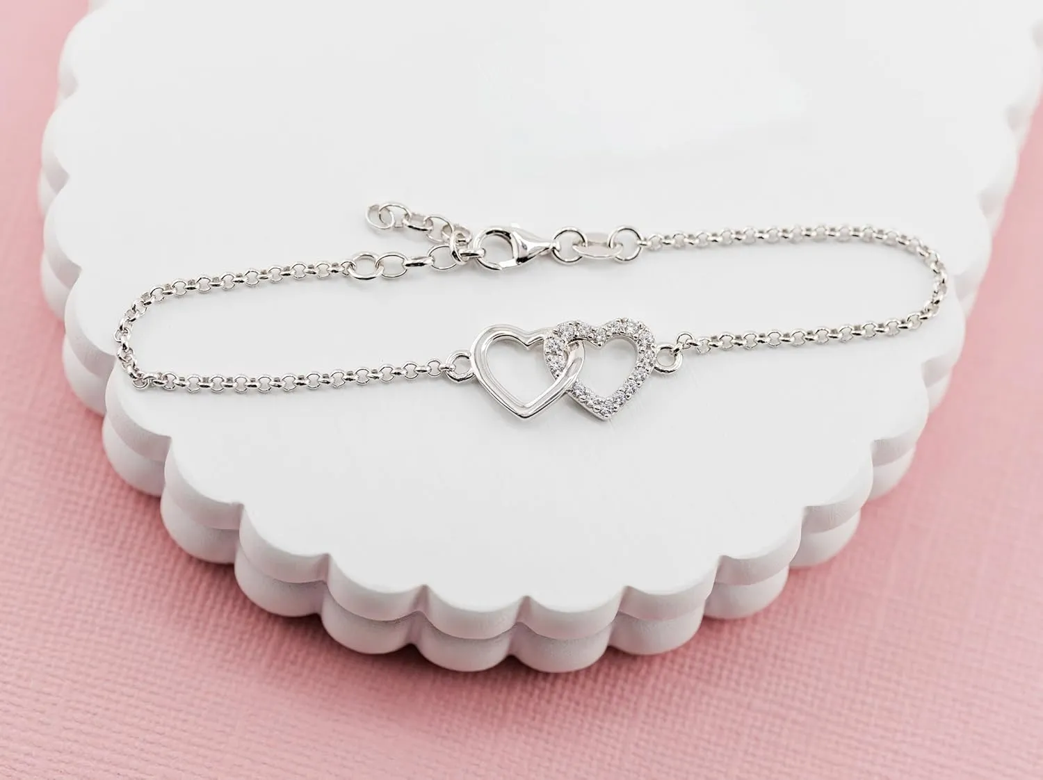 Cherished Moments Sterling Silver Mom and Me Double Heart Bracelet Sold as a Set or individually