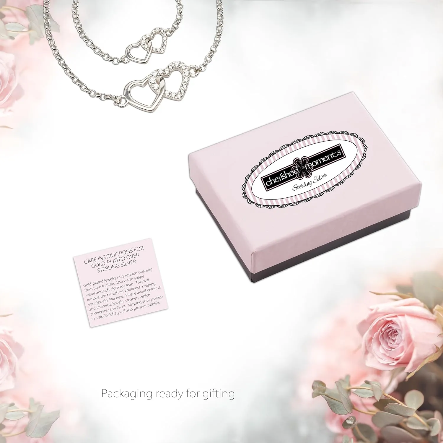 Cherished Moments Sterling Silver Mom and Me Double Heart Bracelet Sold as a Set or individually