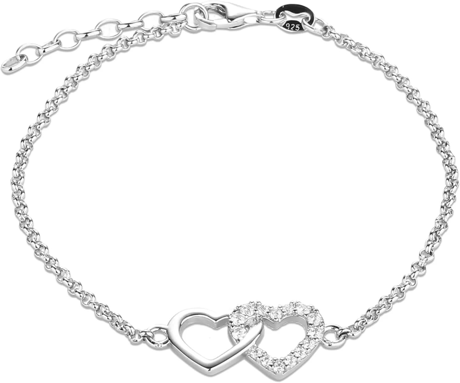 Cherished Moments Sterling Silver Mom and Me Double Heart Bracelet Sold as a Set or individually