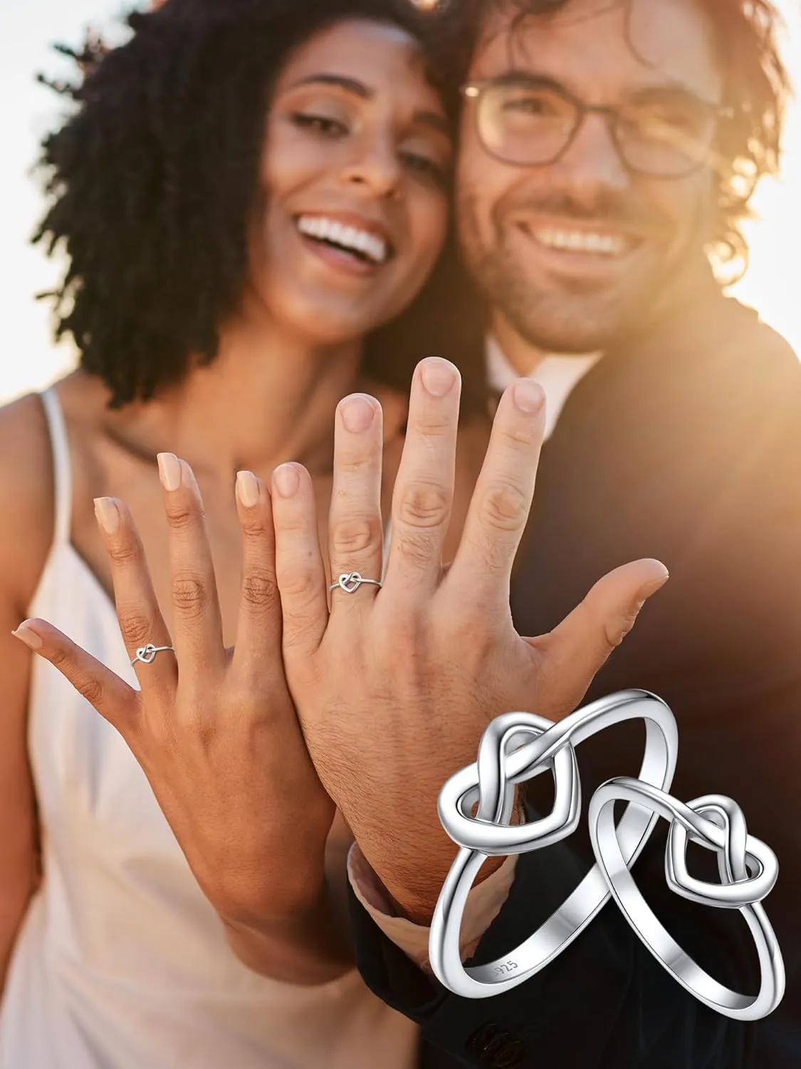 ChicSilver 925 Sterling Silver Love Knot Promise Ring High Polish Comfort Fit Band Ring Size 4-12(With Gift Box)