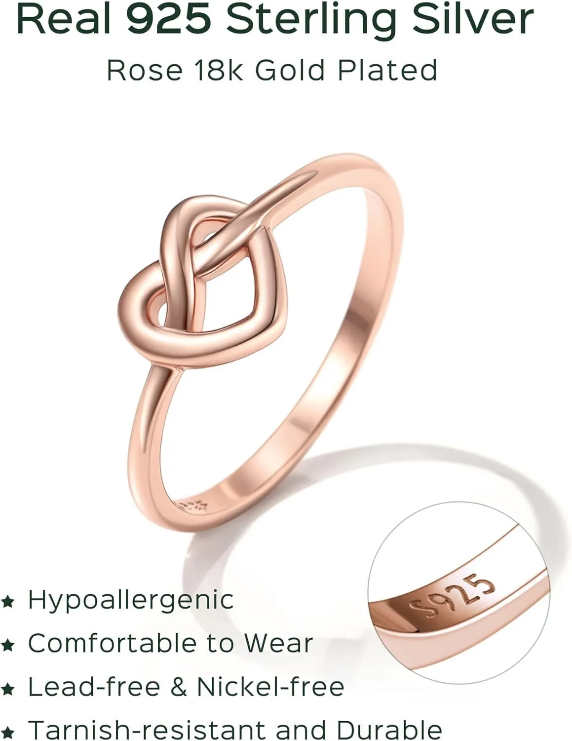 ChicSilver 925 Sterling Silver Love Knot Promise Ring High Polish Comfort Fit Band Ring Size 4-12(With Gift Box)