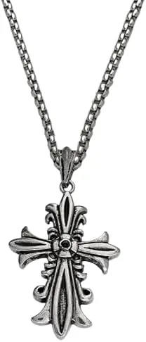 Christan Christ Jesus Cross Stainless Steel Round Pendant Necklace Chain For Men And Women