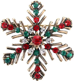 Christmas Winter Snowflake Brooch,Xmas Snowflake Brooch Pin Crystal Elegant Decorative Gift for Women