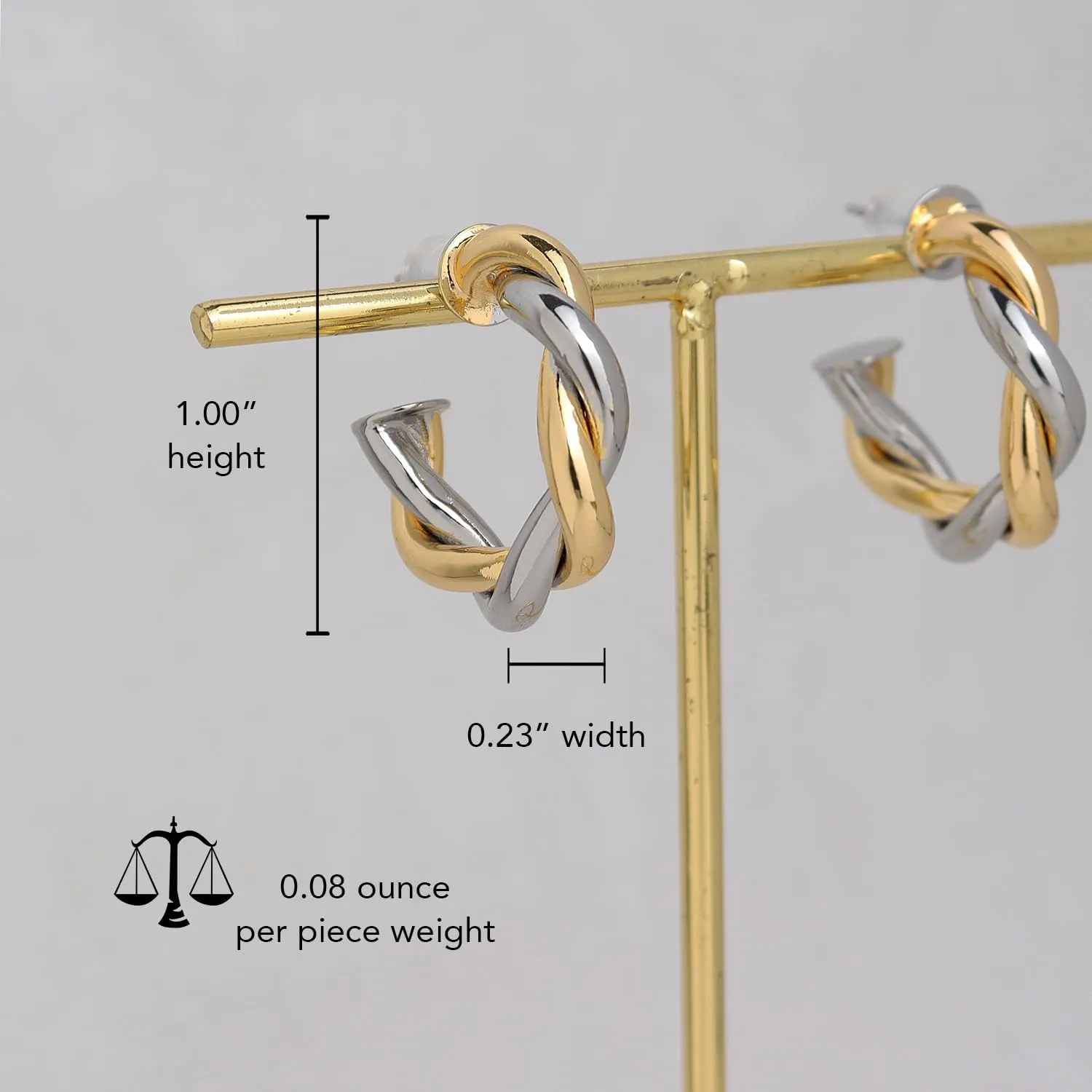 Chunky Two Tone Double Open Star Hoop Earrings for Women, Statement Lightweight Trendy Thick Big Split Twisted Stud Jewelry Prom Holiday Gift