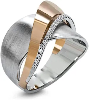 CHWLNJN S925 Sterling Silver Micro-Inlaid Rose Gold Two-Tone Bow Engagement Ring X-Shaped Single Row CZ Diamond Ring True Love Cross Eternal Diamond Wedding Ring Couple Ring (10)