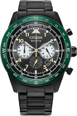 Citizen Men's Eco-Drive Weekender Sport Casual, Black Stainless Steel Bracelet Watch, Chronograph (Model: CA4555-81E)