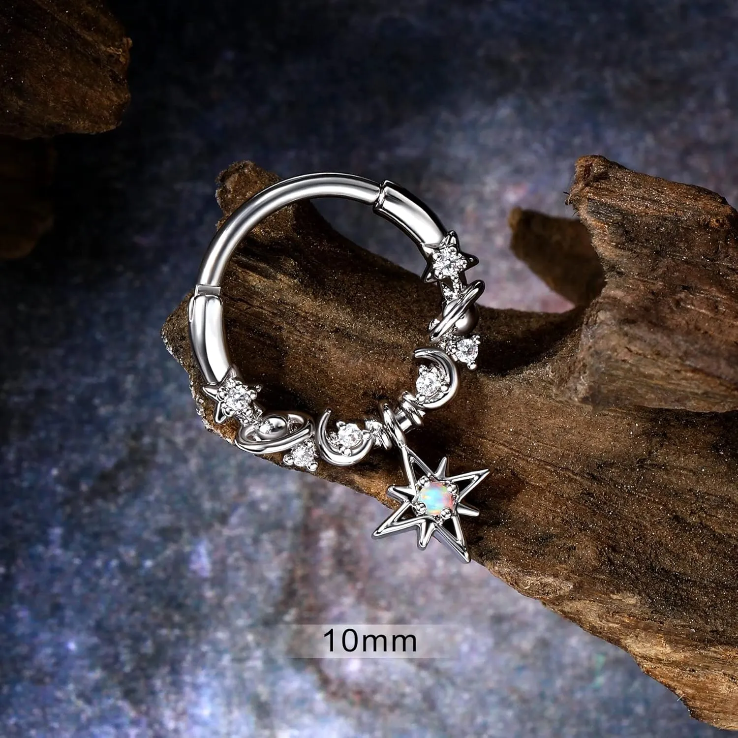 CM Crareesi Mania Dangle Septum Piercing Jewelry Star Septum Ring 316L Surgical Steel Daith Piercing Jewelry 16G Cute Helix Earrings for Women Dangle Nose Ring