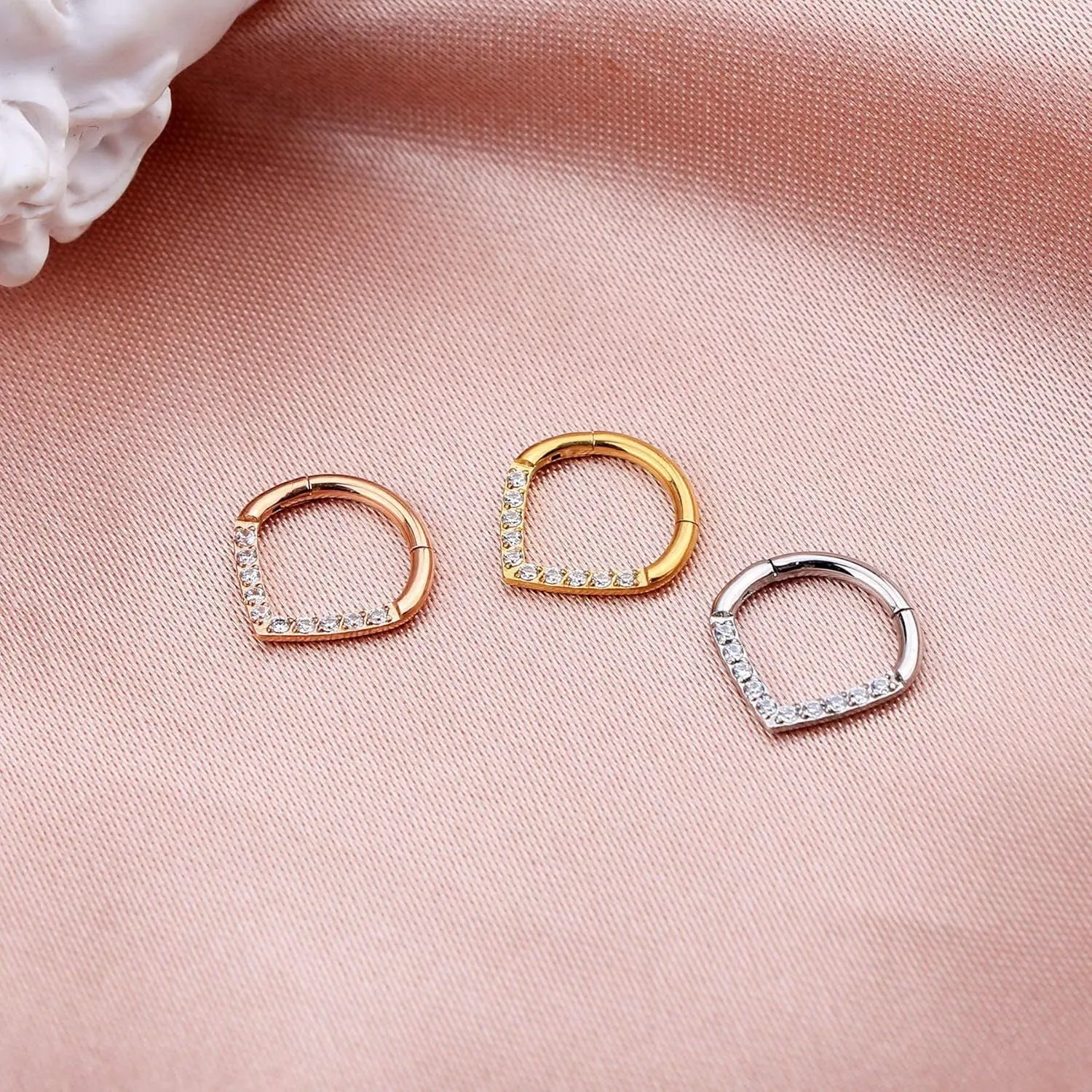 CM Crareesi Mania Teardrop Daith Earrings Hoop Hinged Clicker Rings 16G Helix Cartilage Earrings Hoop 316L Stainless Steel CZ Helix Tragus Daith Septum Clicker Jewelry