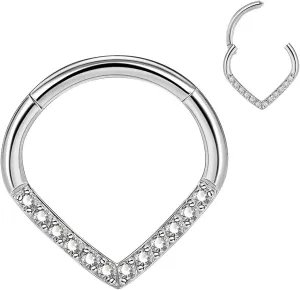 CM Crareesi Mania Teardrop Daith Earrings Hoop Hinged Clicker Rings 16G Helix Cartilage Earrings Hoop 316L Stainless Steel CZ Helix Tragus Daith Septum Clicker Jewelry
