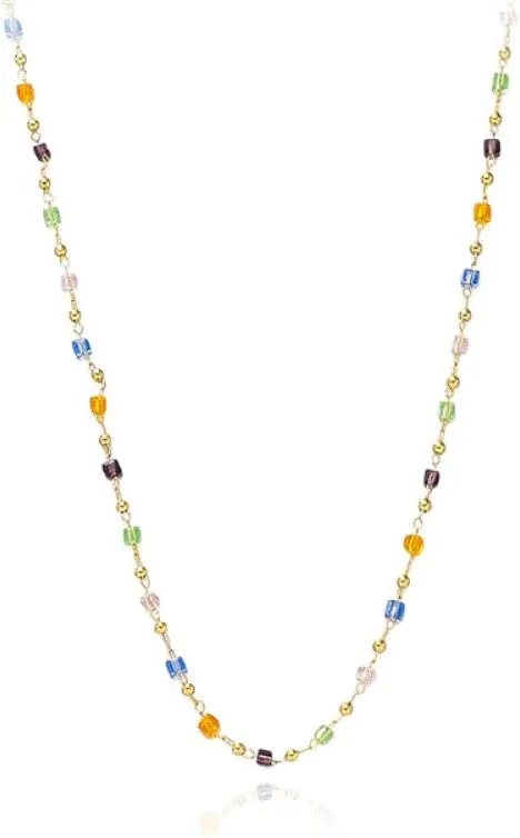 Colorful Beaded Necklace for Women,Imitation Crystal Choker Necklace Elegant Jewellery Accessories