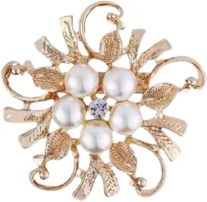 COLORFUL BLING Elegant Imitation Pearl Floral Crystal Brooch Pin for Wedding Bridal Fashion Jewelry