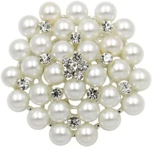 COLORFUL BLING Elegant Imitation Pearl Floral Crystal Brooch Pin for Wedding Bridal Fashion Jewelry