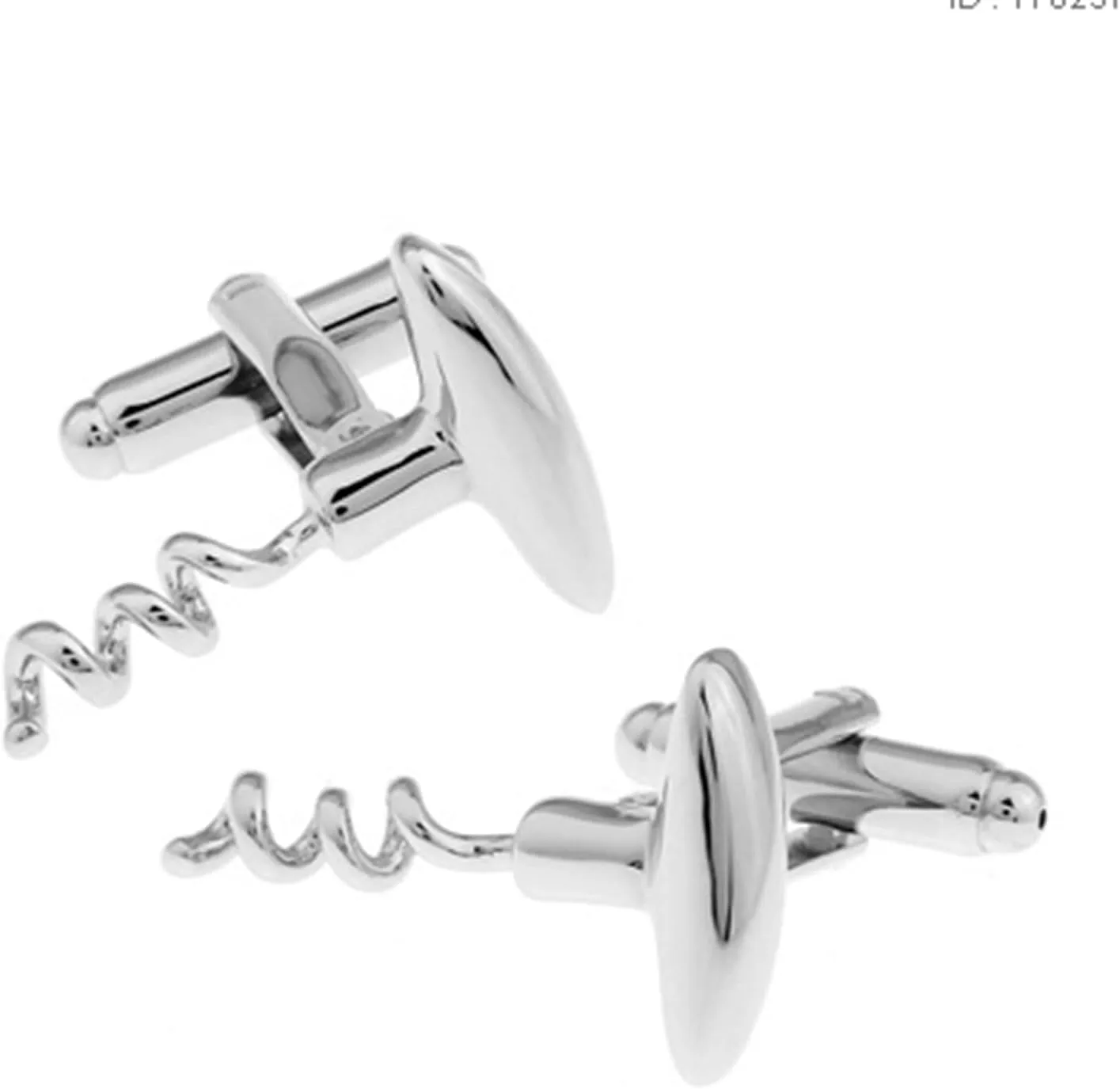 Corkscrew Wine Bottle Opener Cufflinks  Stylish Accessory for Wine Lovers, Ideal for Formal Events and Gatherings