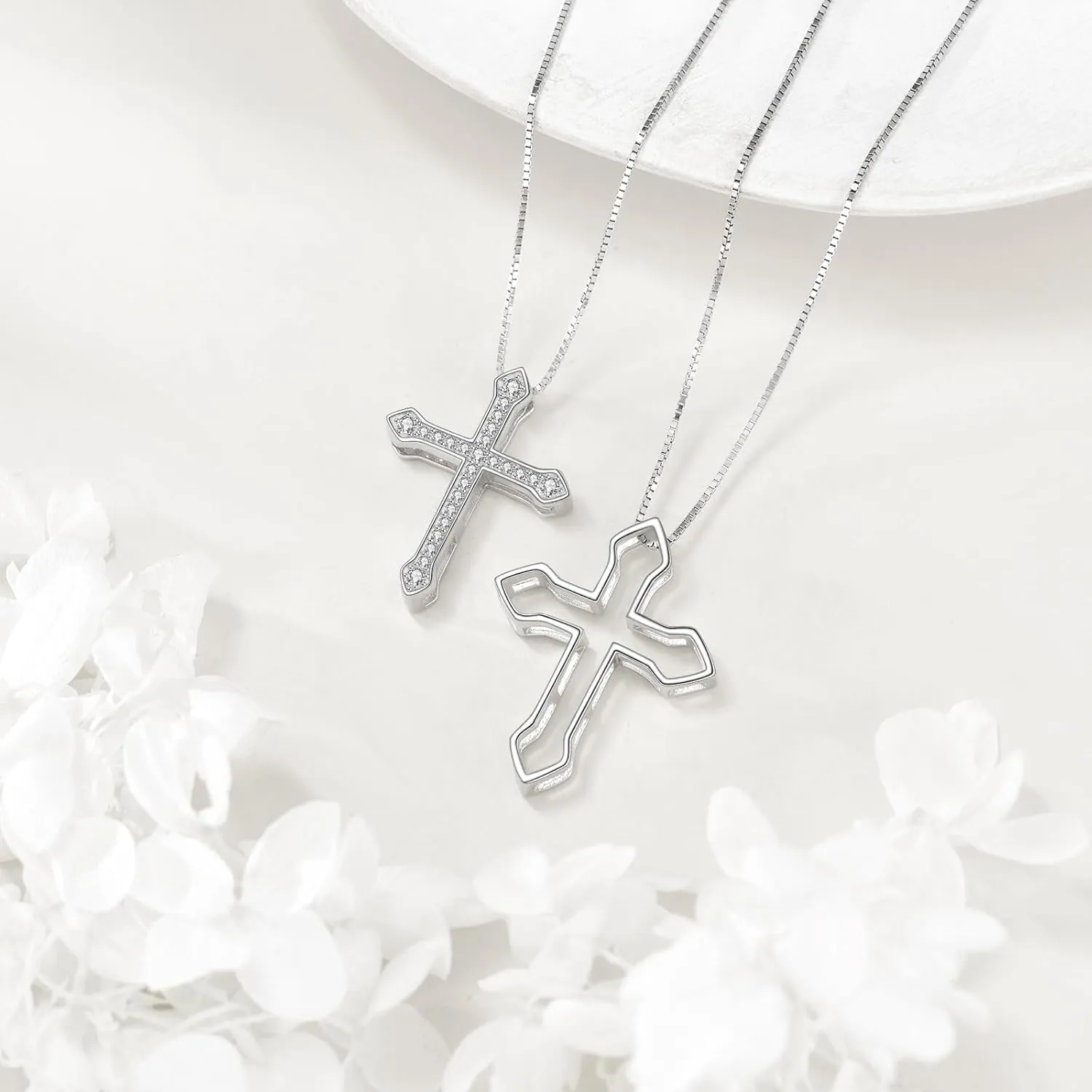 Couples BFF Matching Necklaces 925 Sterling Silver Cross/Yin Yang/Sun Moon/Mountain Wave Pendant Necklace Anniversary Birthday Gifts