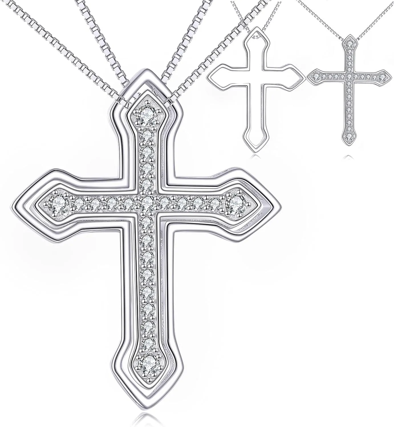 Couples BFF Matching Necklaces 925 Sterling Silver Cross/Yin Yang/Sun Moon/Mountain Wave Pendant Necklace Anniversary Birthday Gifts