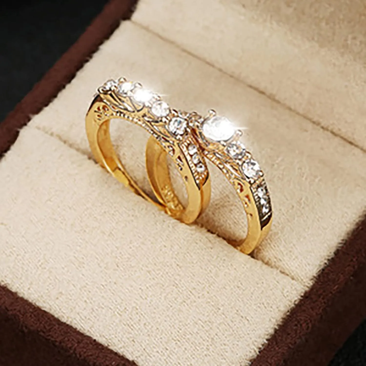 Couple's Ring With Diamonds For Women Fashion Jewelry Popular Accessories Mens Rings Adjustable