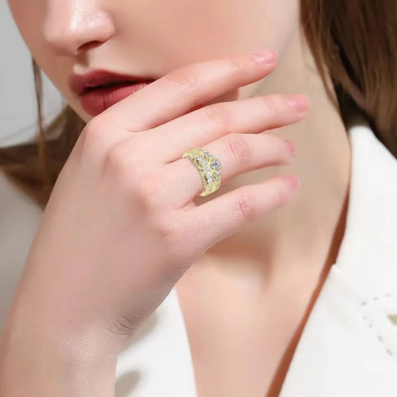 Couple's Ring With Diamonds For Women Fashion Jewelry Popular Accessories Mens Rings Adjustable