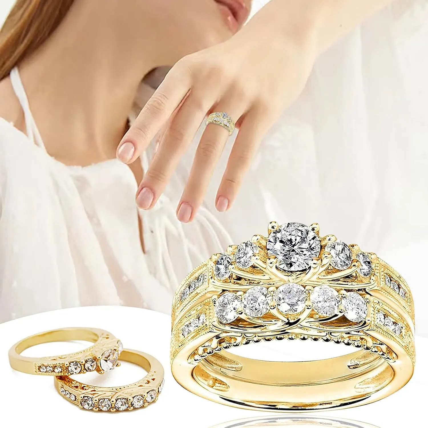 Couple's Ring With Diamonds For Women Fashion Jewelry Popular Accessories Mens Rings Adjustable