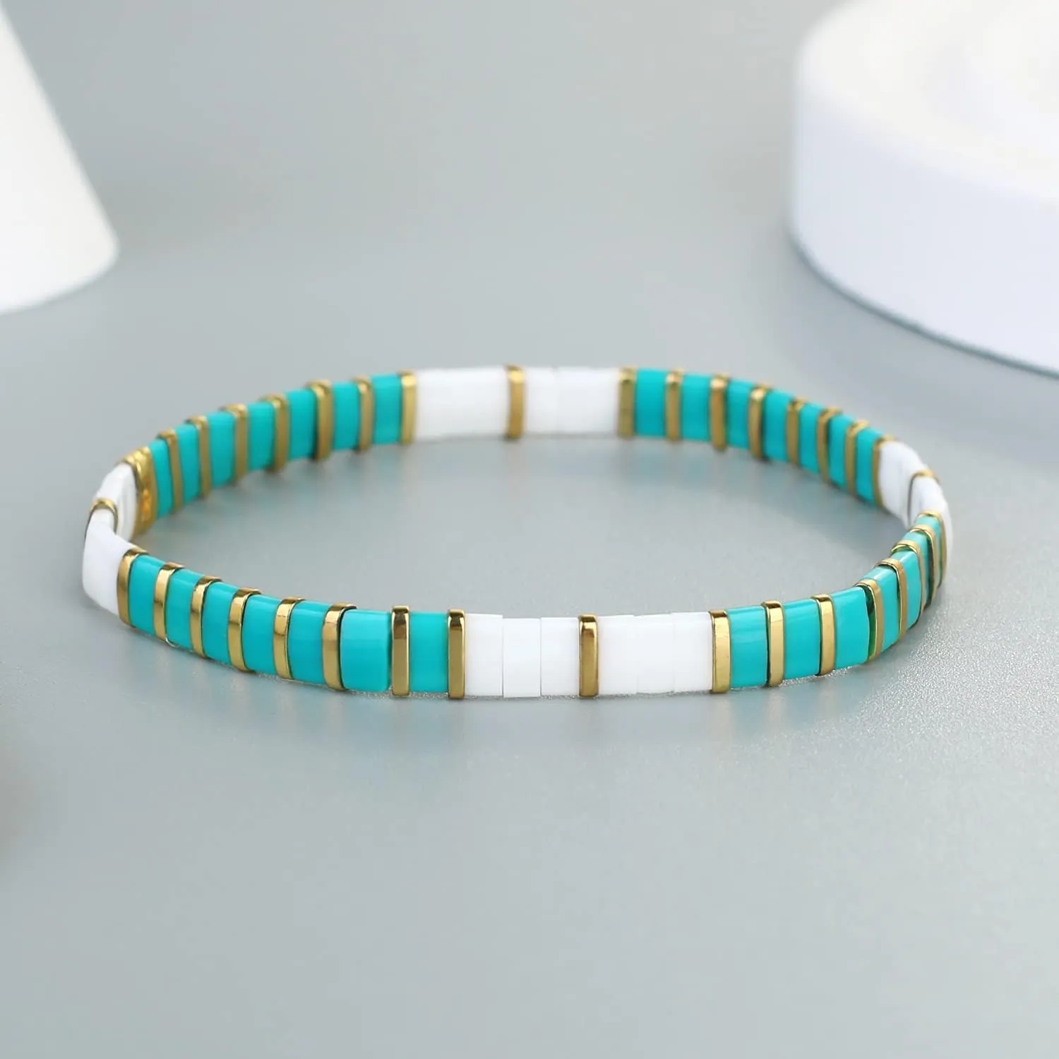 CQUAN CHI Women Strand Tila Beads Bracelet Color Handmad Casual Wearing Friendship Bracelets