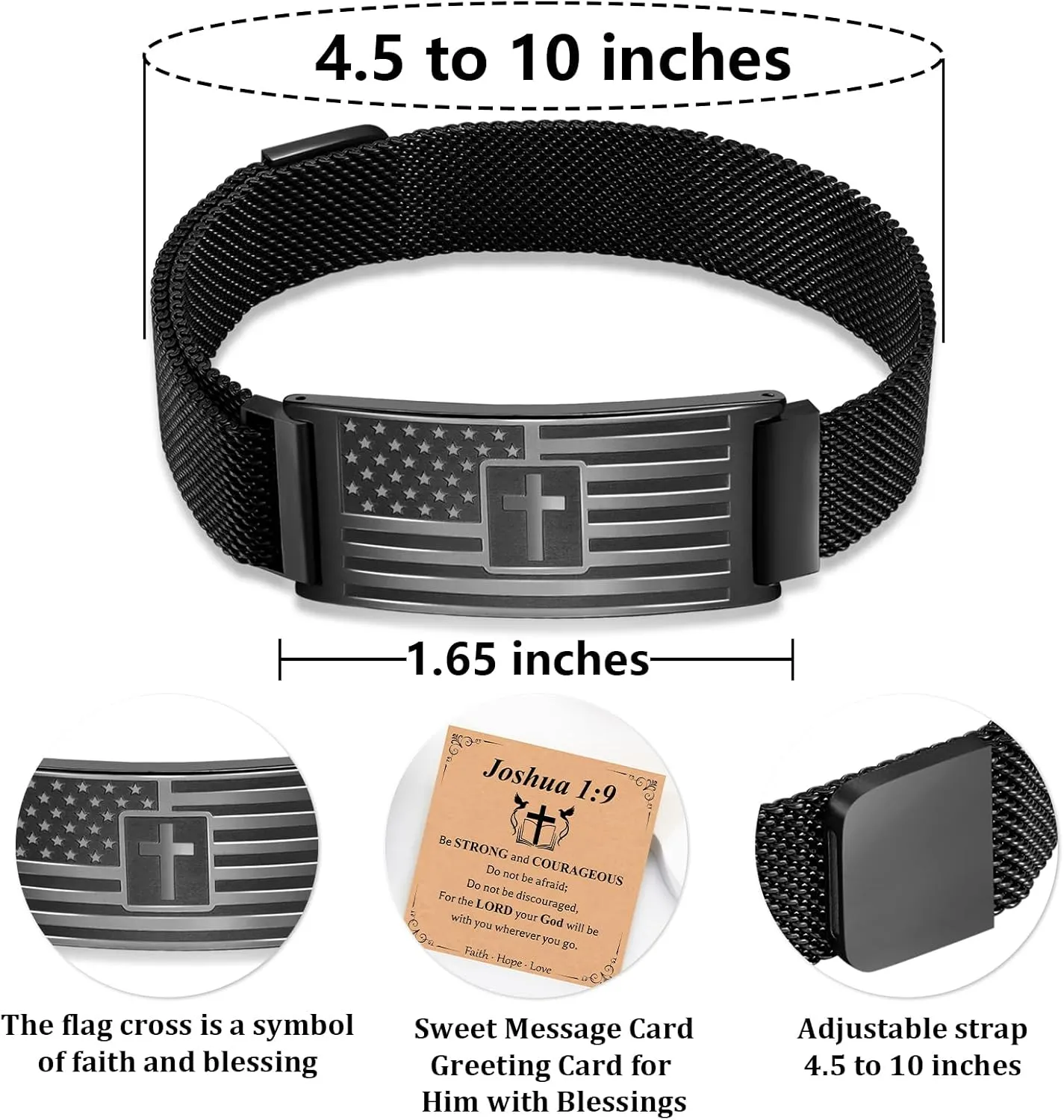 Cross Bracelet for Men,American Flag Stainless Steel Bracelets Bible Verse for Mens Jewelry Gift,2025 Graduation Gifts for Men Him Dad