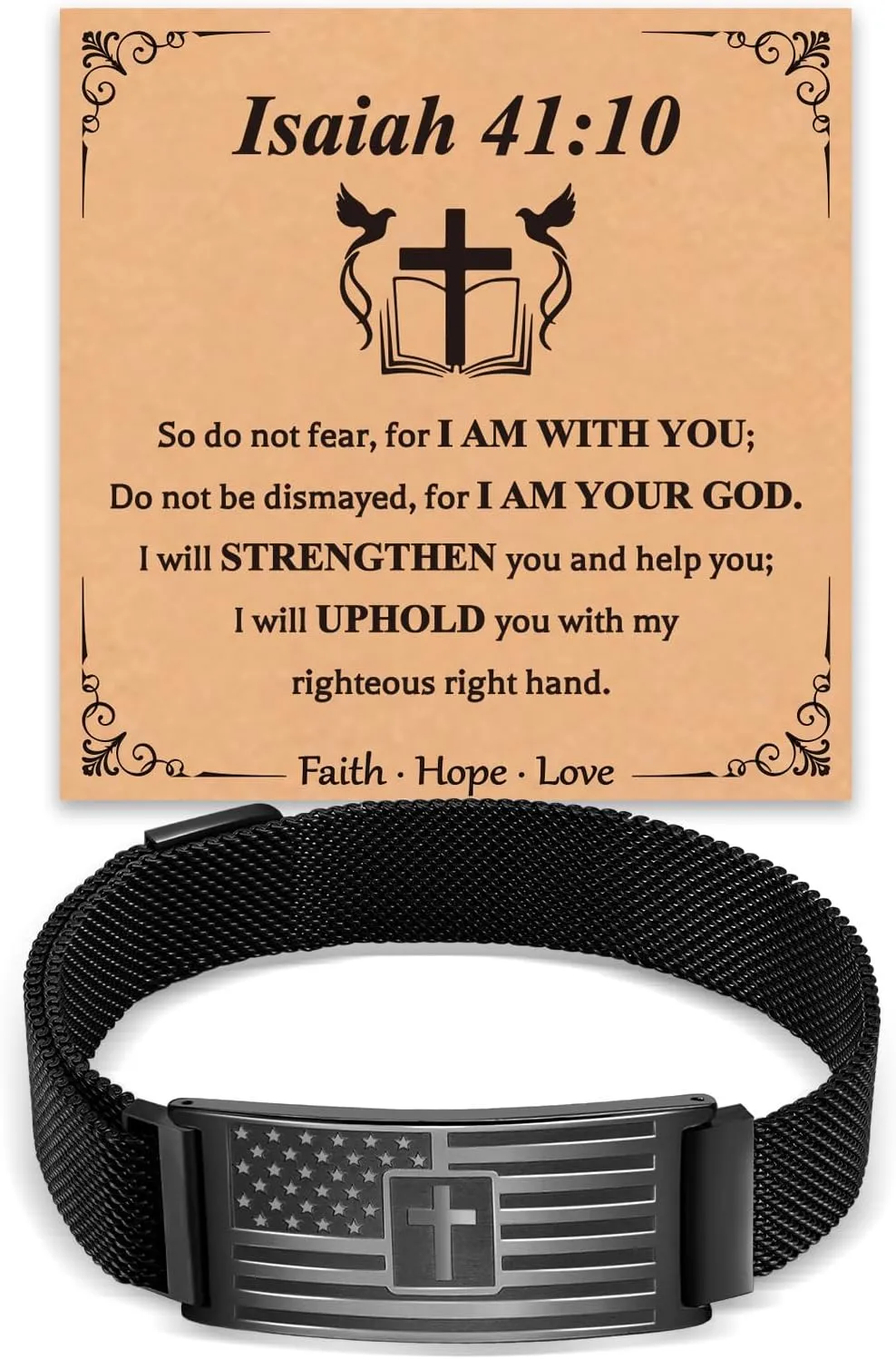 Cross Bracelet for Men,American Flag Stainless Steel Bracelets Bible Verse for Mens Jewelry Gift,2025 Graduation Gifts for Men Him Dad