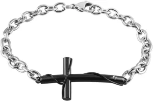 Cross Chain Bracelets for Men Women Stainless Steel Sideway Charms Men's Bracelet, Faith Religious Adjustable Cross Bracelet Jewelry for Couple Link Bracelet