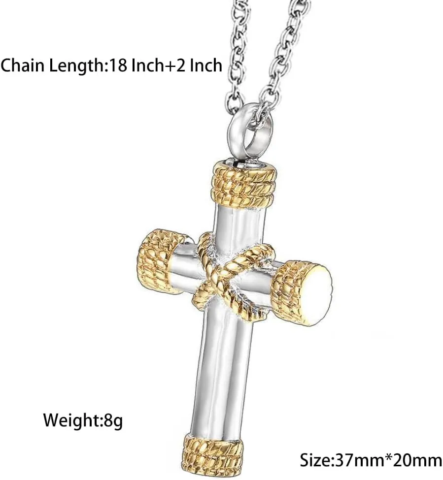 Cross Cremation Ashes Urn Pendant Necklace Lords Prayer Jewelry Memorial Ash Holder Pendant with 18 Inch Chain