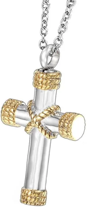 Cross Cremation Ashes Urn Pendant Necklace Lords Prayer Jewelry Memorial Ash Holder Pendant with 18 Inch Chain