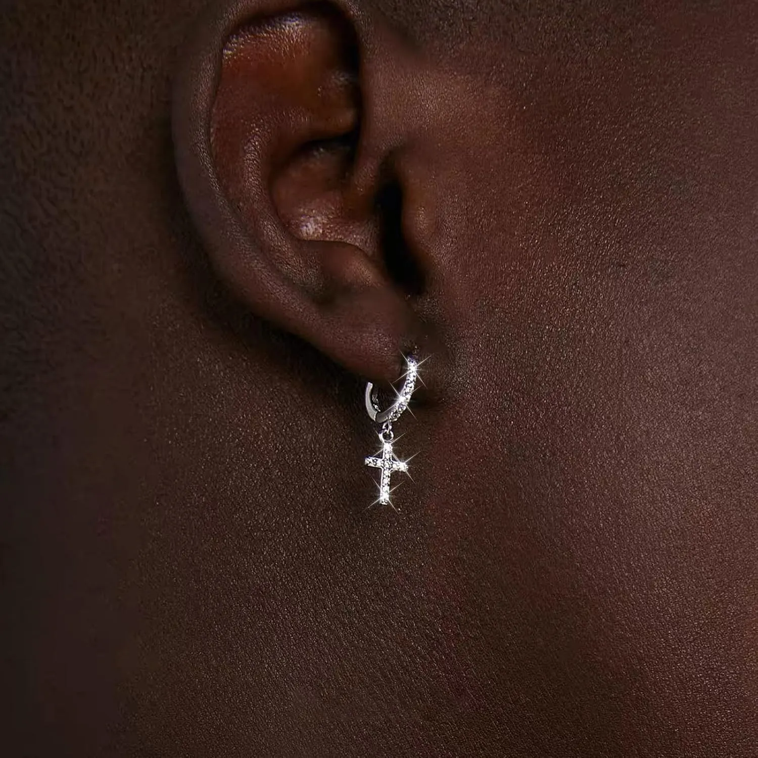 Cross Earrings for Women Men Gold Cross Stud Earrings Rhinestone Cross Hoop Earrings Small Huggie Hoops Earrings Dainty Cross Jewelry Christmas Gifts for Women Men
