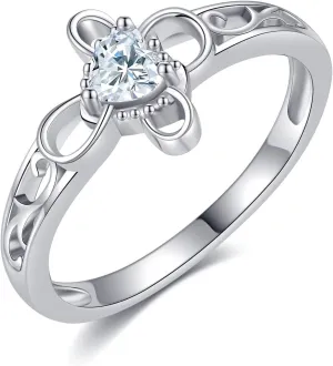 Cross Jesus Ring for Women Sterling Silver Faith Catholic Jewelry for Women