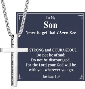 Cross Necklace Gifts for Teen Boys Christian Religious Gift for Boys on Birthday Christmas Fathers Day Baptism