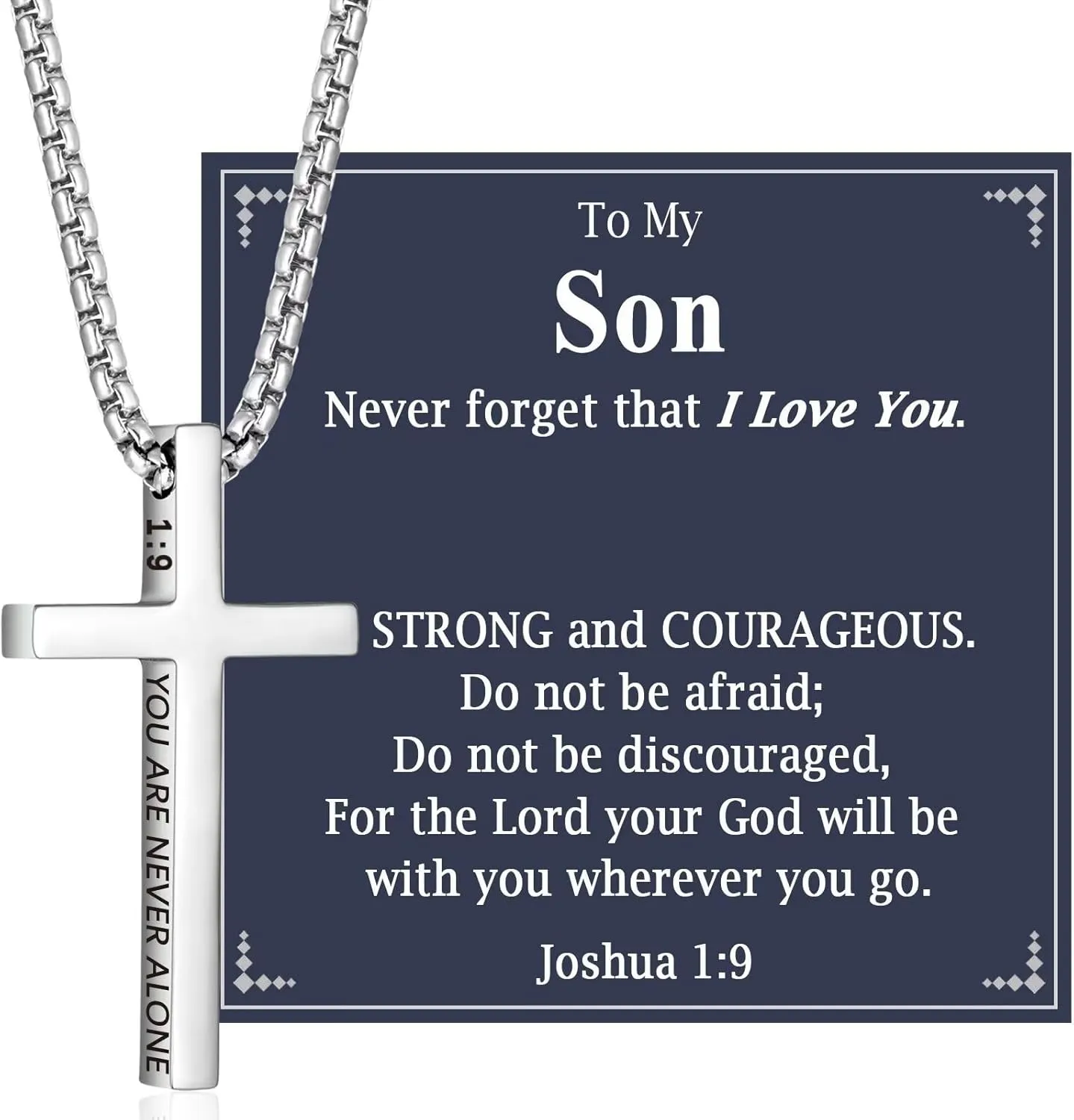 Cross Necklace Gifts for Teen Boys Christian Religious Gift for Boys on Birthday Christmas Fathers Day Baptism