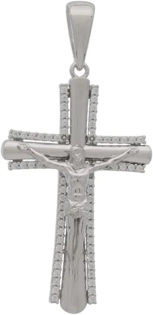 Cross Pendant Jesus Christ Crucifix Sterling Silver 925 Religious Unisex Jewelry
