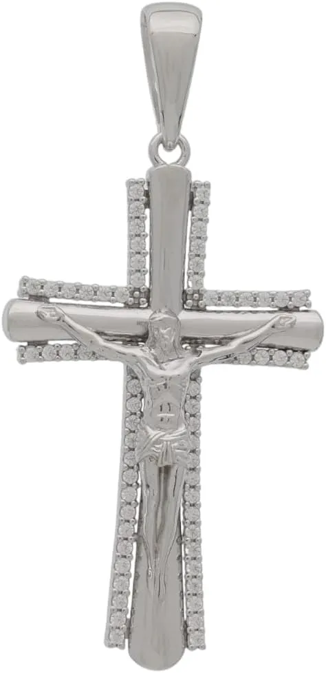 Cross Pendant Jesus Christ Crucifix Sterling Silver 925 Religious Unisex Jewelry