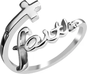 Cross Rings for Women, Faith Ring Sterling Silver Adjustable Cross Ring Christian Fashion Band Ring for Women Girlfriend Mother Daughter
