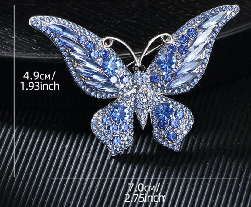 Crystal Rhinestone Butterfly Brooch Elegant Lapel Pins Dress Accessories Jewelry Gift For Women Girls