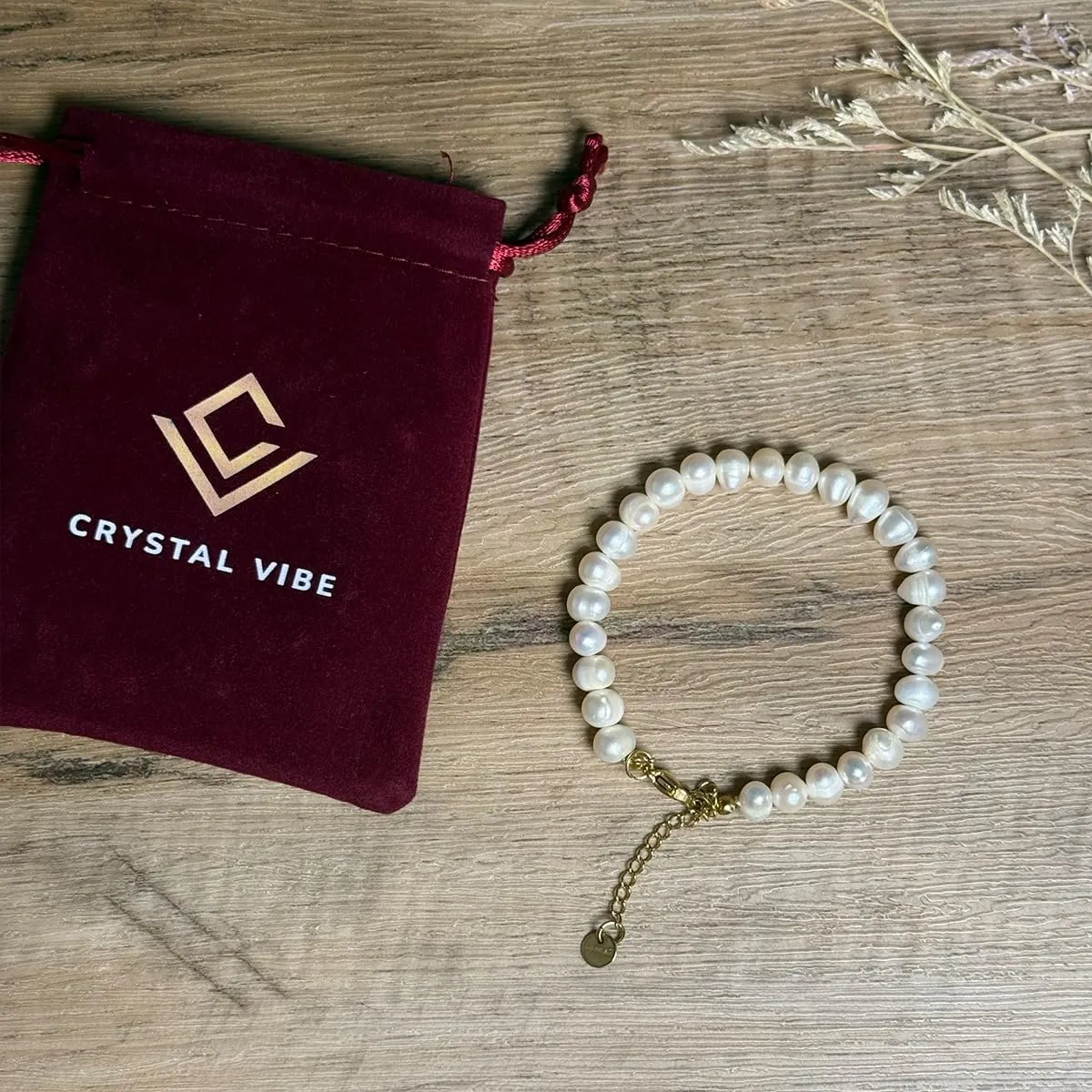 Crystal Vibe White Freshwater Pearl Bracelets for Women - Pearl Bracelet with Adjustable Golden Clasp - Gifts for Women - Gifts for Birthdays Anniversary Freindship