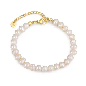 Crystal Vibe White Freshwater Pearl Bracelets for Women - Pearl Bracelet with Adjustable Golden Clasp - Gifts for Women - Gifts for Birthdays Anniversary Freindship