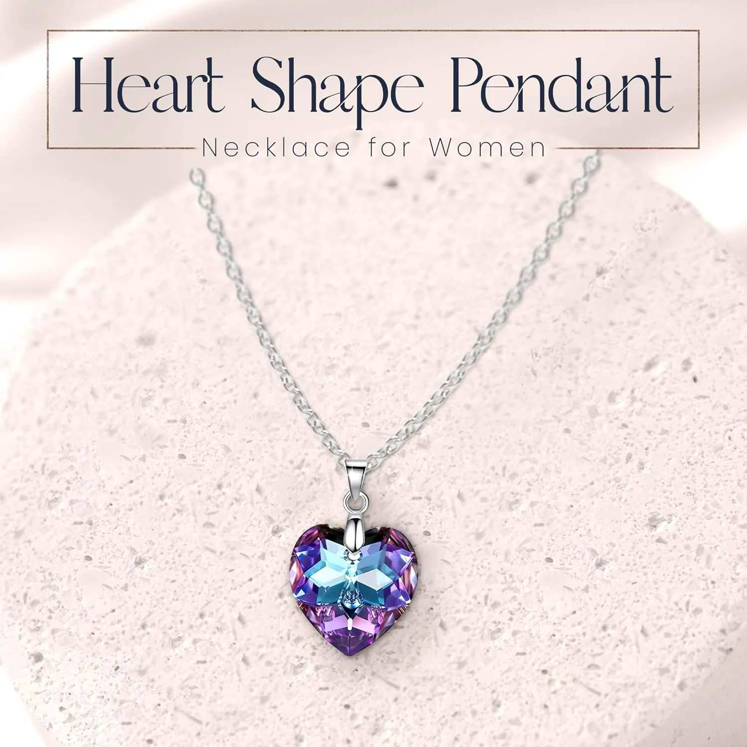 Crystalline Azuria Pendant Necklace For Women Heart Necklaces For Women With Crystals Sterling Silver Women's Jewelry 18 inches