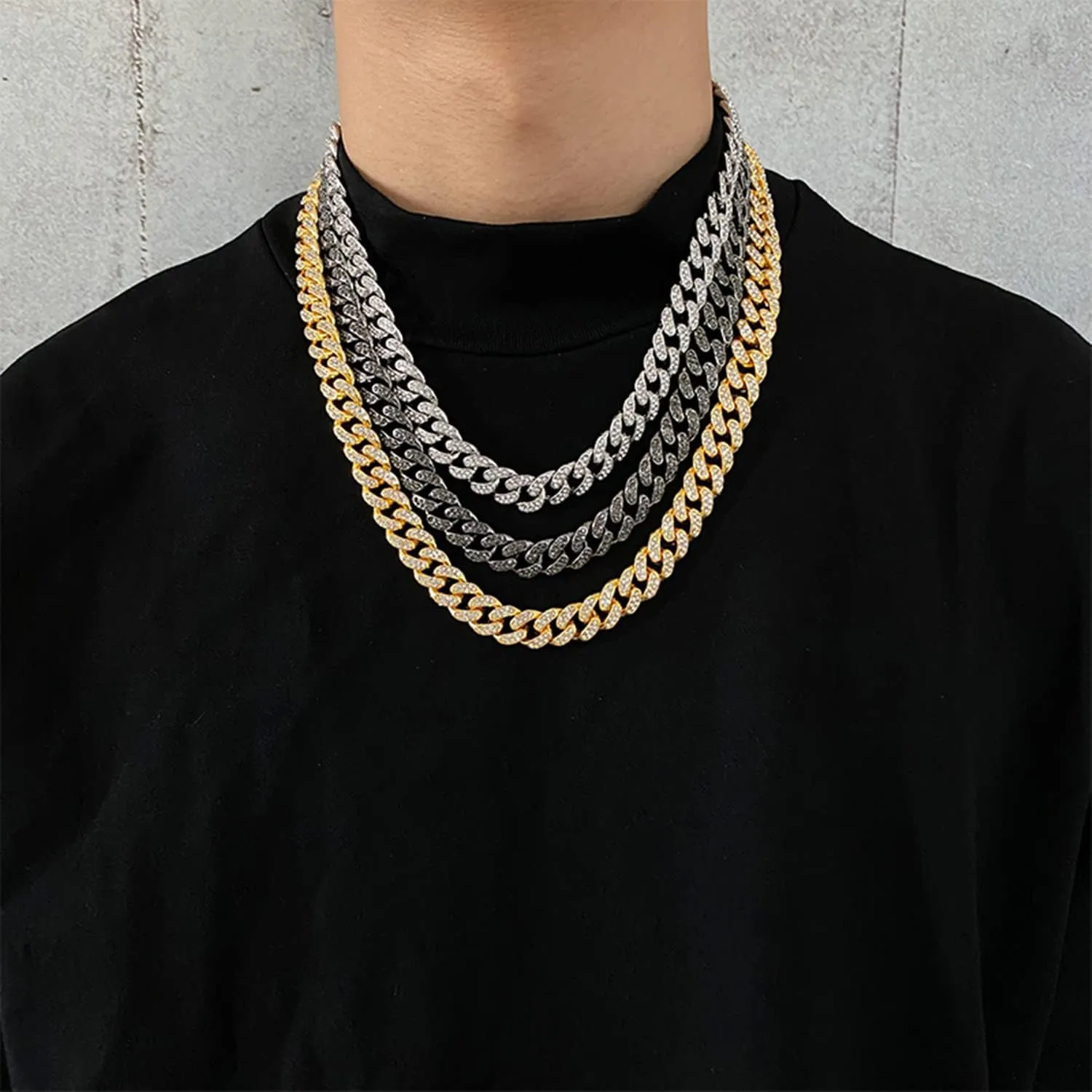 Cuban Link Chain,Miami Cuban Link Chain,Hip Hop Jewelry,Skin-friendly,Allergy-safe and Long-lasting,Ideal Gift Selection,Stylish Necklaces for Men and Women