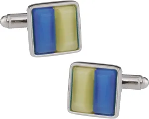 Cuff-Daddy Elegant Blue and Yellow Square Cufflinks with Presentation Box