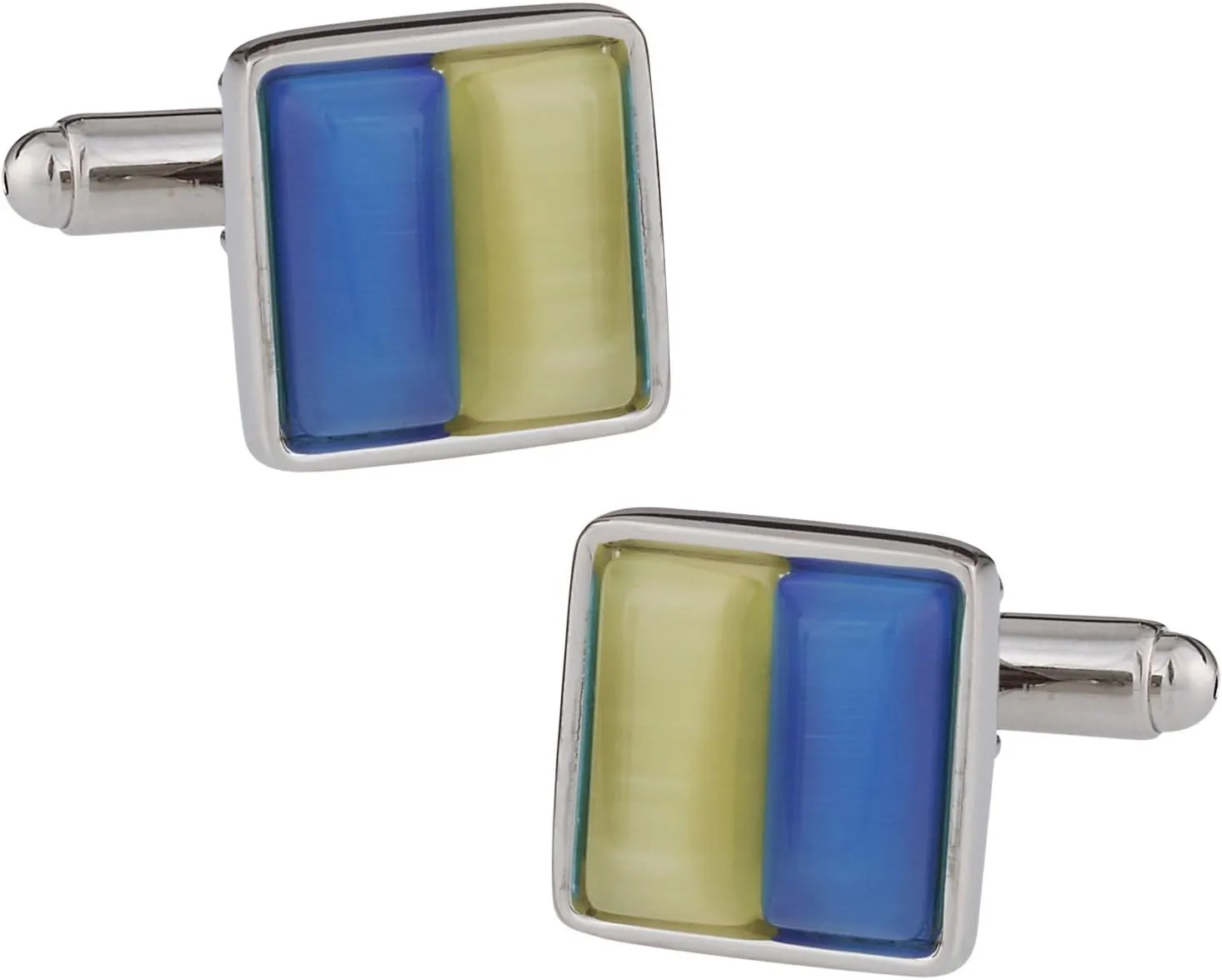 Cuff-Daddy Elegant Blue and Yellow Square Cufflinks with Presentation Box