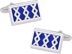 Cuff-Daddy Elegant Blue, White, & Silver Fiber Optic Cufflinks with Presentation Box